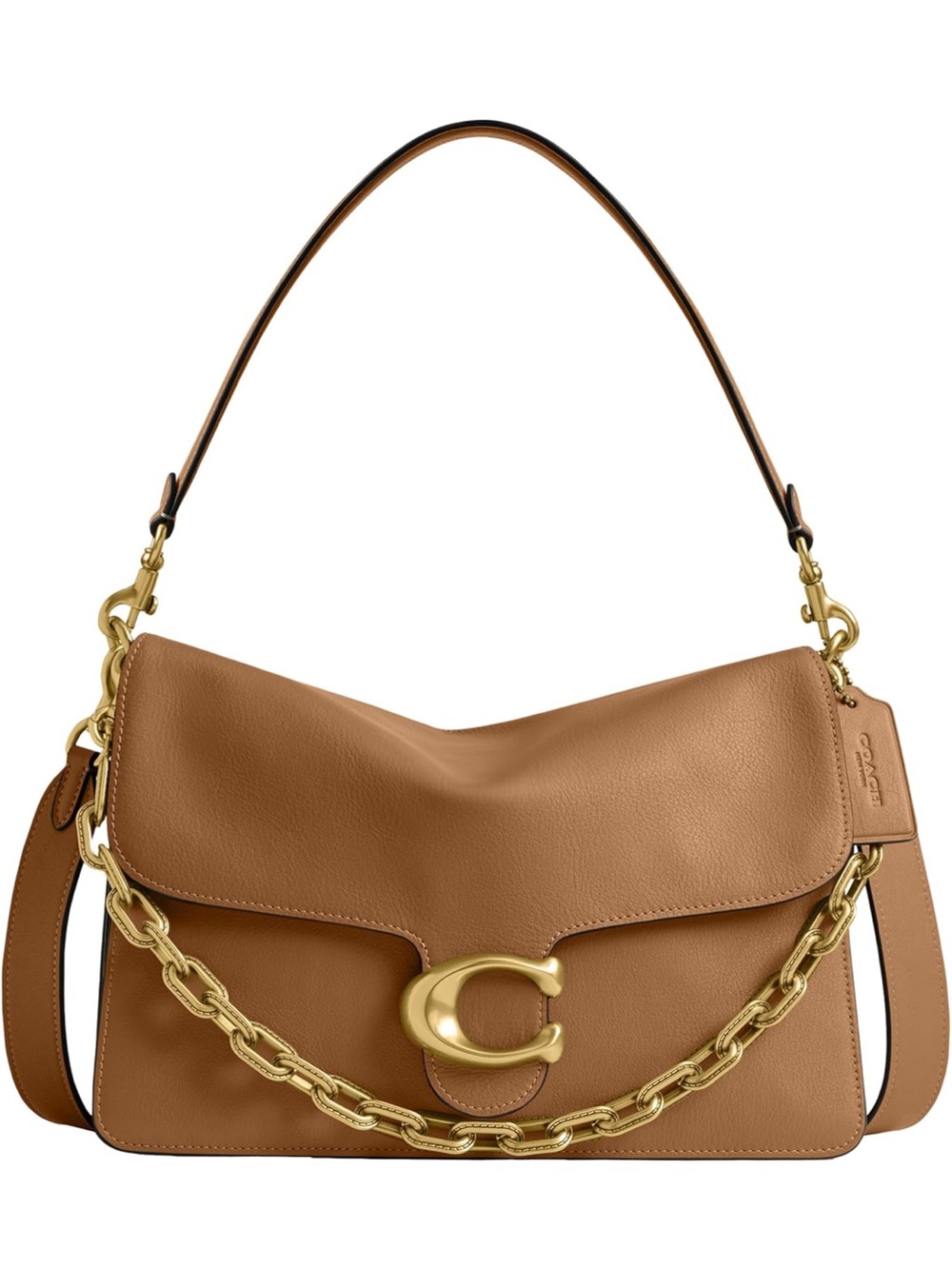 Coach Tan Leather Shoulder Bag with Gold Hardware, B4 Honey Brown, Like New